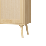 Modern Rattan Wood Dresser Wood Storage Cabinet Sideboard for Bedroom