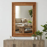 20"x30" Rattan Rectangle Wood Frame Decorative Mirror