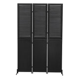 3 Panel Wood Folding Room Divider Screen 6ft Black Metal