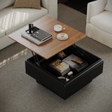 Square Engineered Wood Coffee Table with Storage Black/Brown