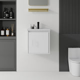 20" Floating Bathroom Vanity Wall Mount Cabinet Ceramic Sink