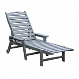 Outdoor Chaise Lounge Chair Plastic Adjustable Recline Gray 43"