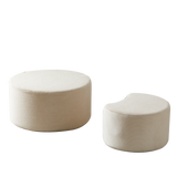 Round Corduroy Nesting Tables Set of 2 Beige