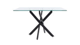 Rectangular Glass Dining Table Black 47"