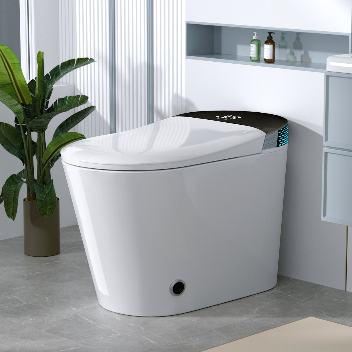 Modern Smart Toilet with Bidet Built In with Foot Kick