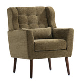 Accent Chair Chenille Olive Green Rubberwood Legs 28x29x38 In 275 LB