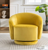 Fabric Accent Chair Swivel Yellow
