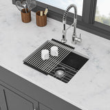 Quartz Kitchen Sink - 21" x 18" x 9.65" Black granite composite undermount bar
