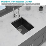 Quartz Bar Sink - 15" x 20" Black Granite Composite Workstation Undermount