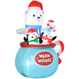 Outsunny 5ft Christmas Inflatables Outdoor Decorations Blessed Polar Bear and Pe