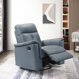 Blue Gray Leather Reclining Swivel Glider Chair