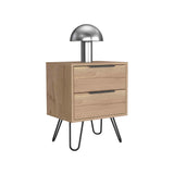Set of 2 Modern Nightstands with 2 Drawers, Light Oak