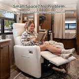 Velvet Recliner Swivel Power Beige