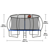 Outdoor Trampoline 14' - Basketball Hoop, Enclosure Net, Ladder