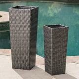 Rattan Flower POT - Grey
