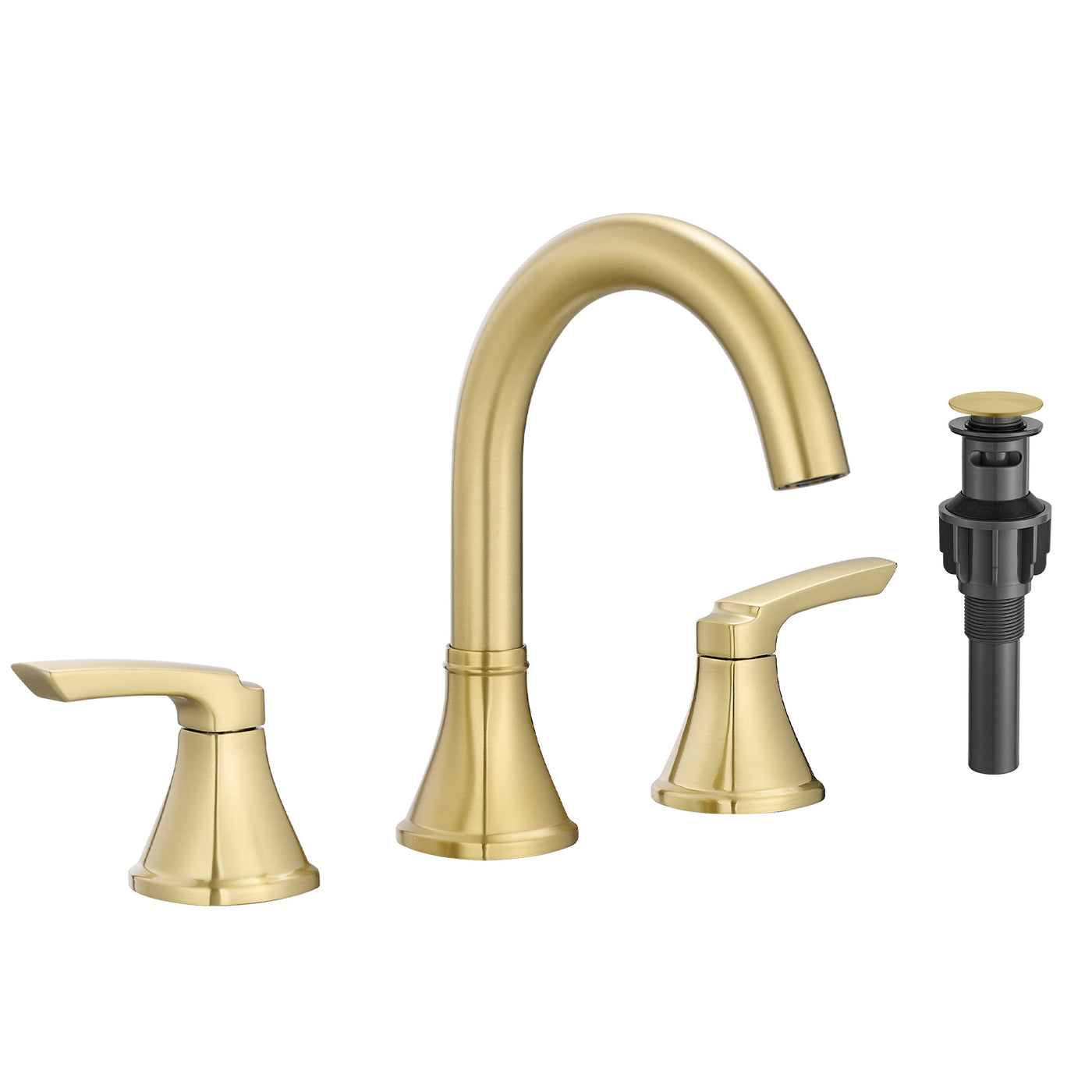 Brushed Gold 8" Widespread Bathroom Sink Faucet Double Lever