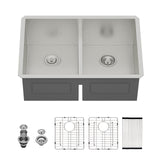 Double Bowl(50/50) Undermount Sink- 28"x19"x10" Double Bowl Kitchen Sink