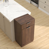 Walnut Woodgrain Tilt-Out Trash Can Cabinet Wave Drawer