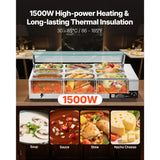 Commercial Food Warmer, 1500W Electric Stainless Steel Steam Food Warmer with Gl