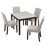 Engineered Wood Dining Set Black/Grey