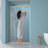 48"W× 76"H Triple Bypass Sliding Shower Door With 5/16 In. (8mm) Clear Glass