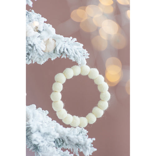 6.7" Cream Ball Wreath Christmas Ornaments Set of 6