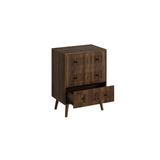 Walnut 3-Drawer Dresser with Vertical Grooves