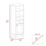 Linen Cabinet with Three Open Shelves, Drawer and Door