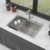 30" Drop-in Kitchen Sink with Pull-out Faucet and Soap Dispenser