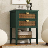 2 Drawer Side table, Naturel Rattan, End table, Suitable for bedroom