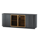 Modern 64" Wavy TV Cabinet with LED Lights Black