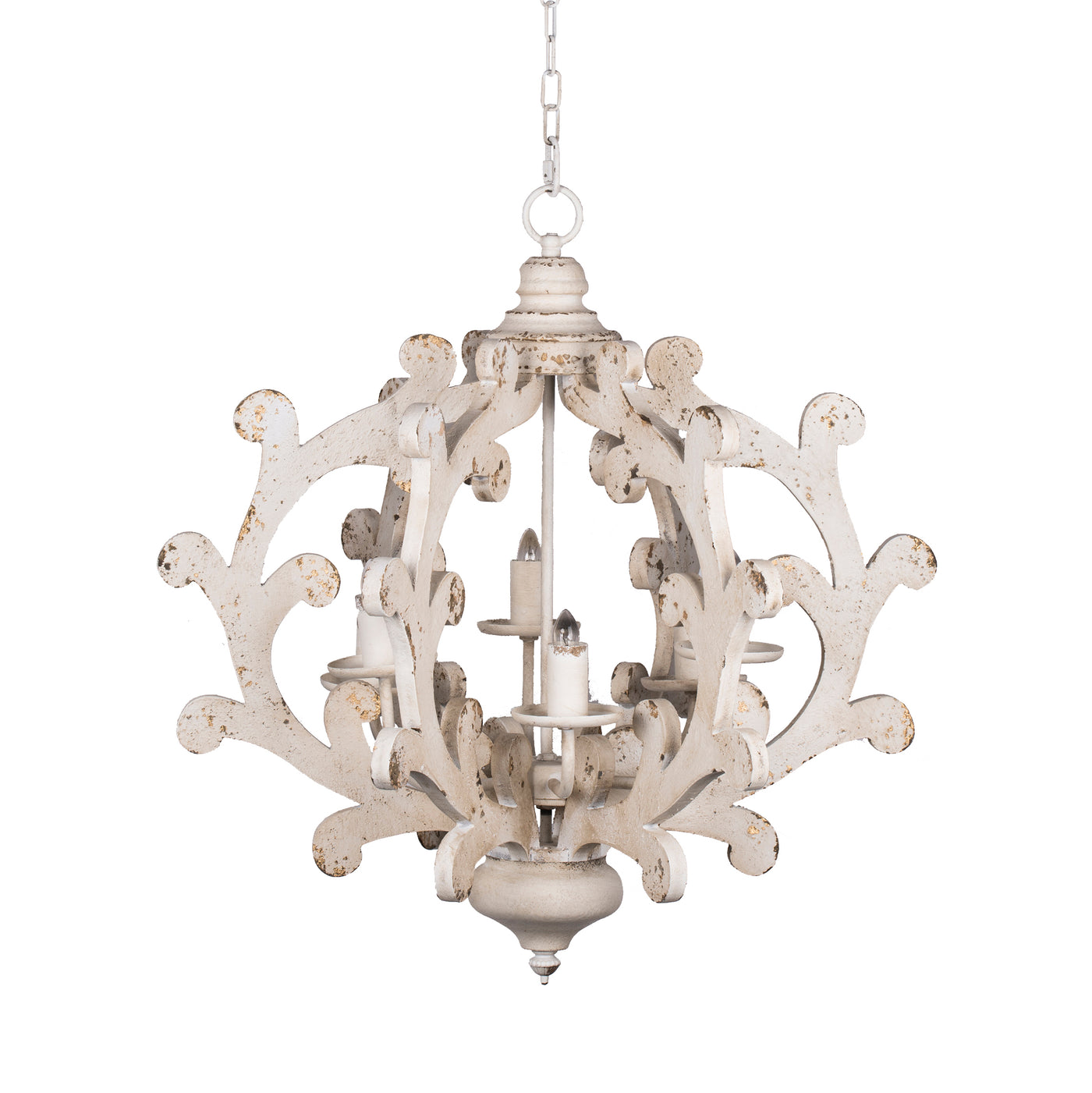 6-Light Wood Chandelier with Adjustable Chain