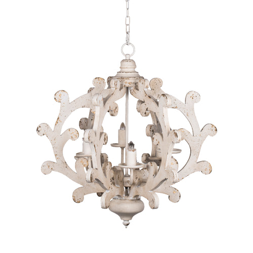 6-Light Wood Chandelier with Adjustable Chain