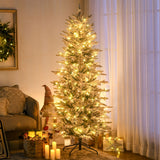 HOMCOM 6ft Tall Prelit Artificial Christmas Tree Holiday Décor with 636 Snow Flo