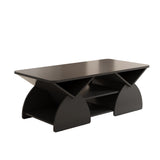 Round Engineered Wood Coffee Table with Storage Black