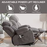 Power Lift Recliner Chair with Heat Massage USB Port Grey