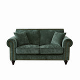 Modern 2-Seater Sofa Beige Fabric Nailhead Trim 63