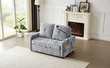 Modern Grey Chenille Loveseat Sofa Bed Pull-Out Adjustable