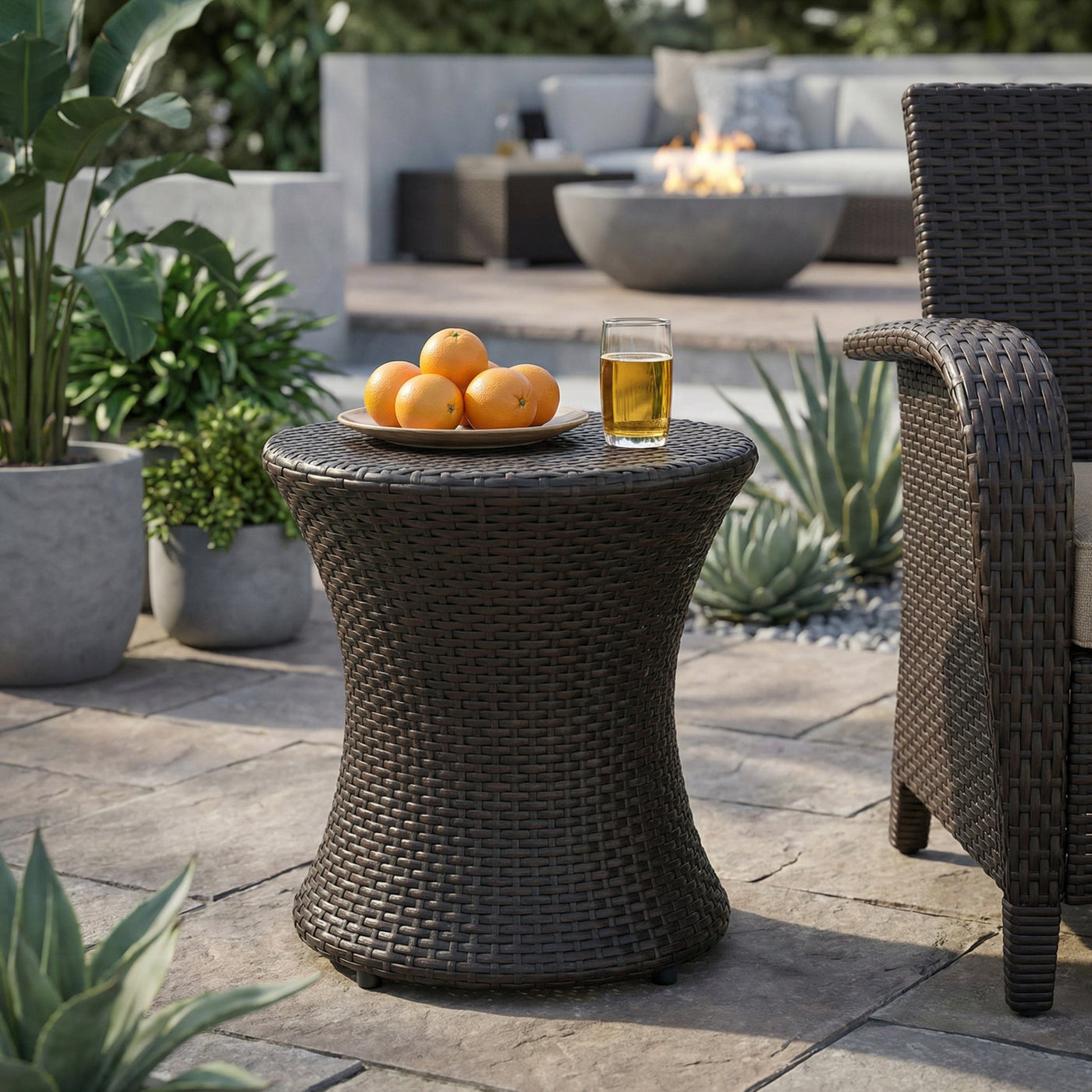 19" Kono Hourglass Brown End Table