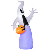 HOMCOM 5.9' Halloween Inflatable Outdoor Decoration Ghost with Pumpkin, Blow Up