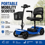 4-Wheel Mobility Scooter 300lb Capacity 15.5 Mile LED Basket USB