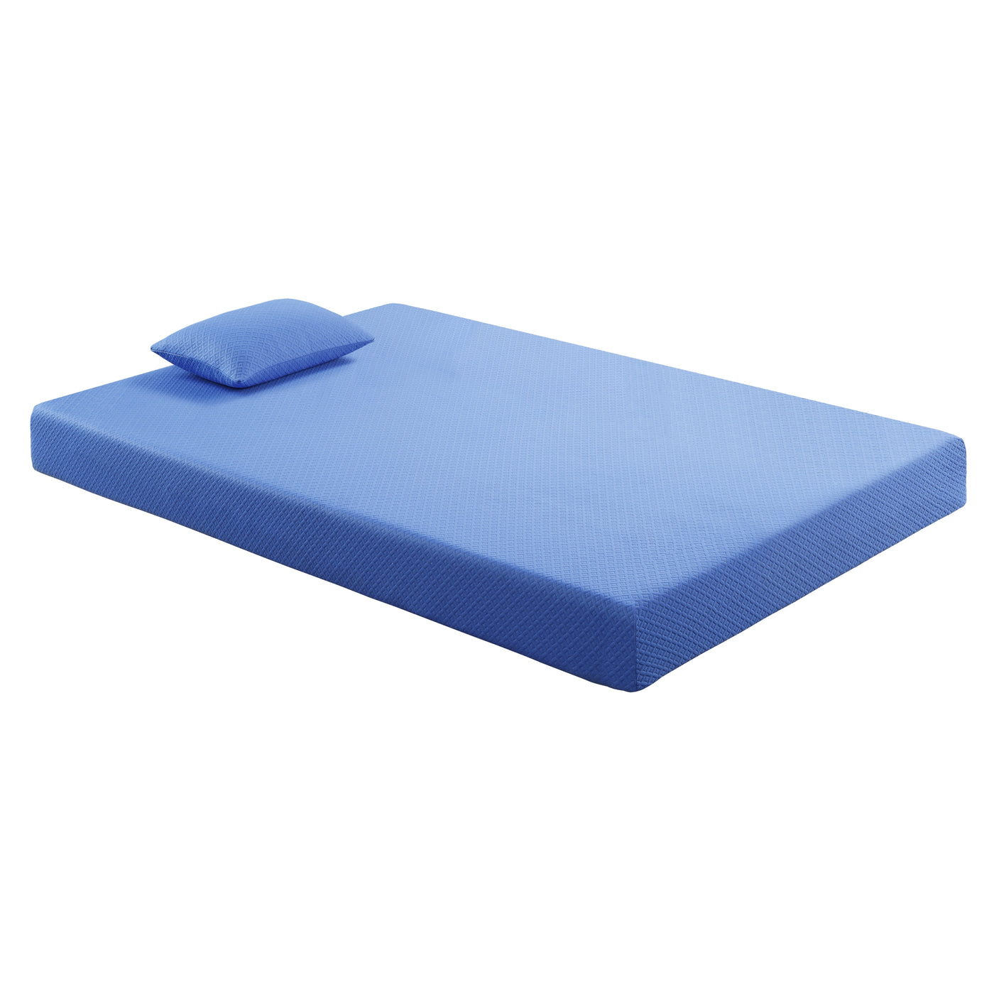 7" Gel-Infused Memory Foam Mattress and Pillow Set, Blue