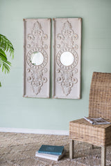 Large Wooden Wall Art Panels with Mirror Accents 17" x 48