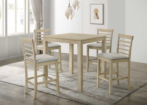Cream Counter Height 5 Piece Pub Dining Set Square Table