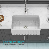 30" White Farmhouse Sink - 30 x 18 x 10 inch Kitchen Sink Apron-front White