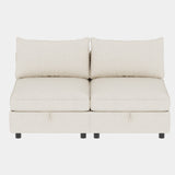 Chenille Loveseat with Storage Beige 68"