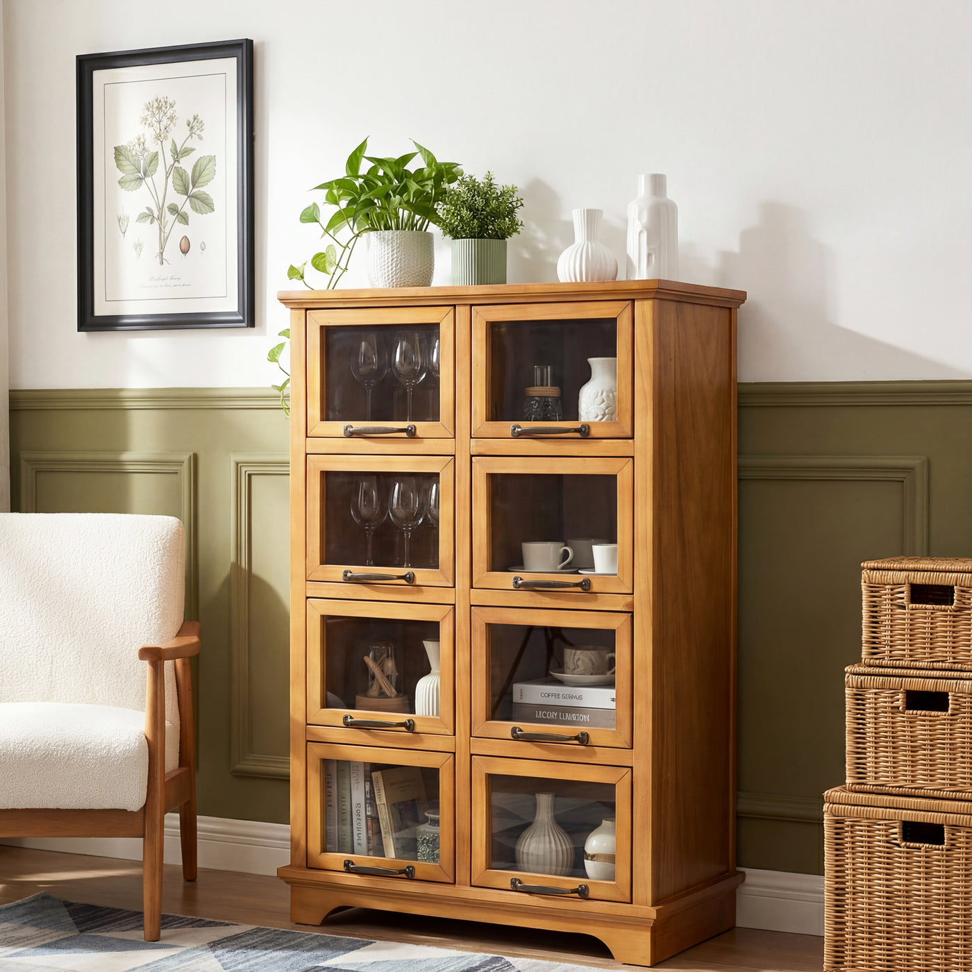 Modern Storage Cabinet with 8 Doors,Display Cabinet