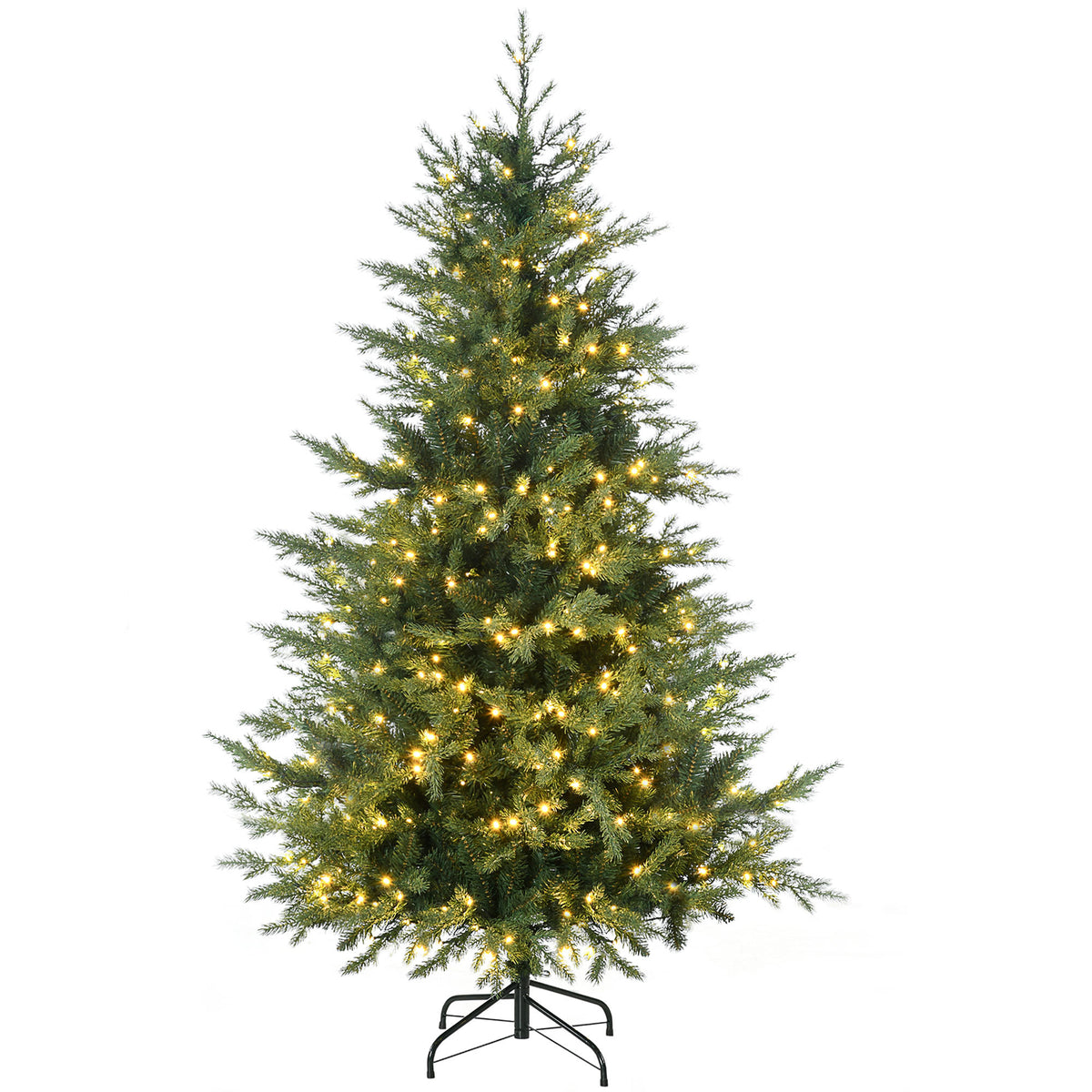 HOMCOM 6ft Tall Prelit Artificial Christmas Tree Holiday Décor with 2328 Branche