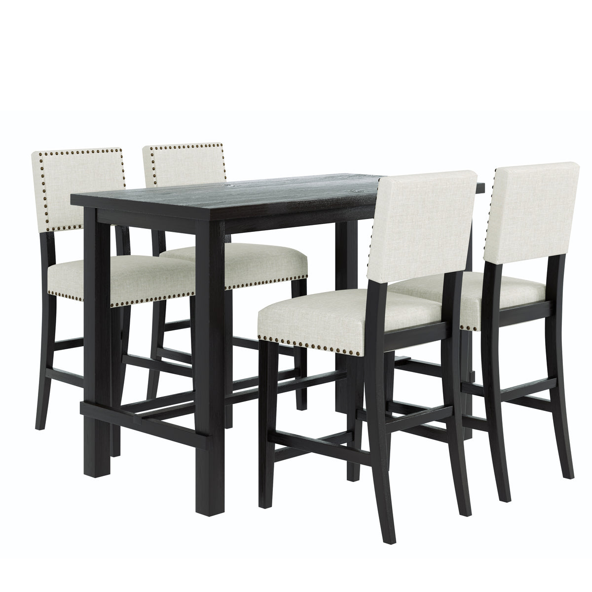 Solid Wood Bar Table Set Espresso