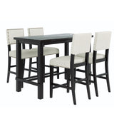 Solid Wood Bar Table Set Espresso